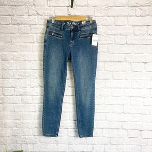 Free People Blue Jet Skinny Jean With Exposed Zipper